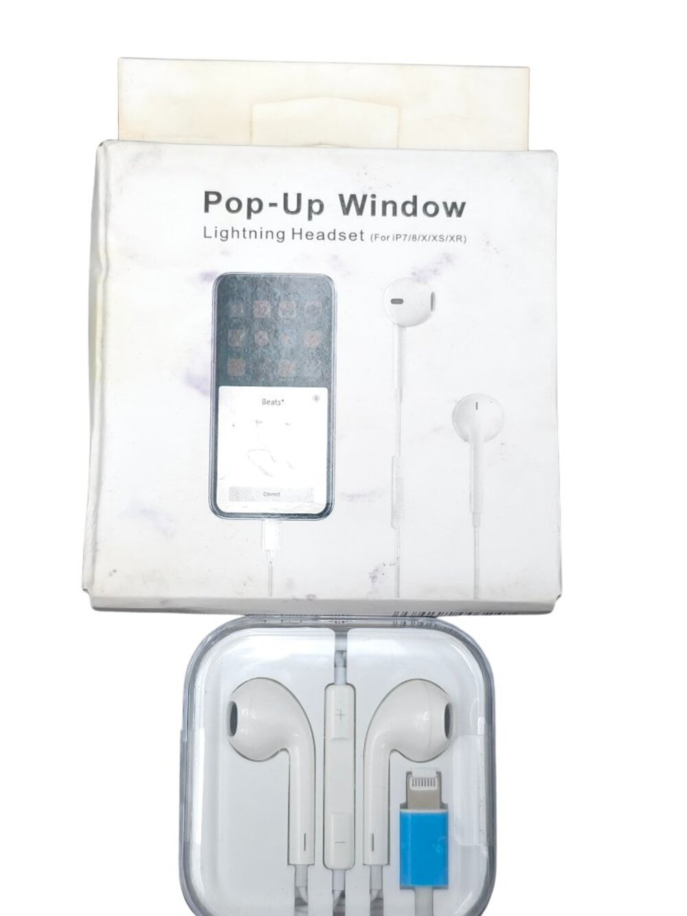 Lightning Headset Pop-Up Window Earphones For Iphone White In-Line Mic